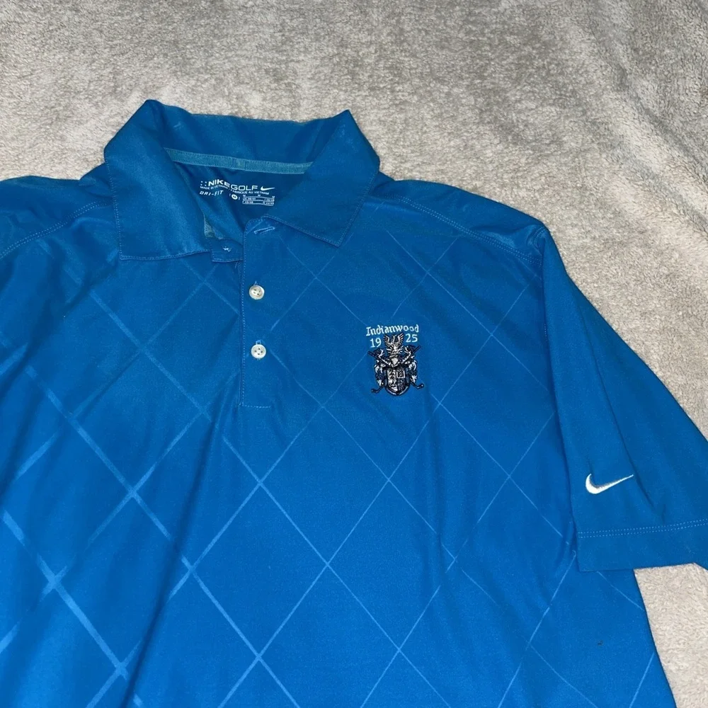 Nike Performance Golf Polo Mens Medium Short‎ Sleeve  Blue Dri-Fit Casual